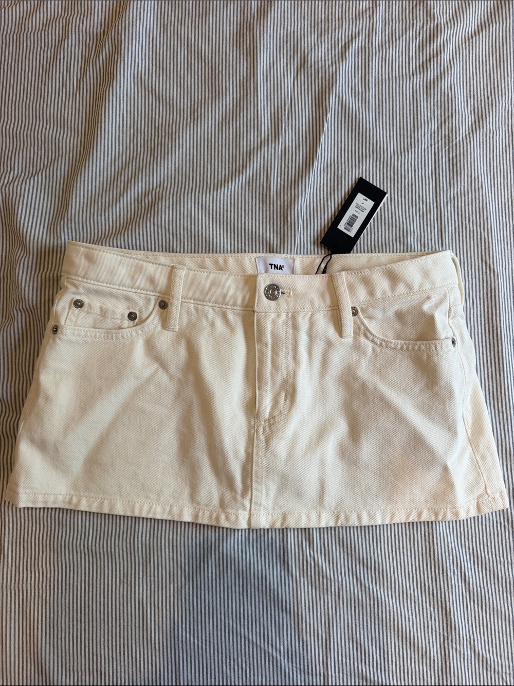 TNA White Denim Mini Skirt